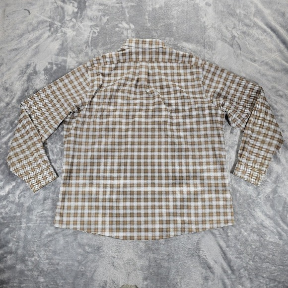 Eddie Bauer Button Shirt Mens 2XL Brown Plaid Relaxed Wrinkle Resistant Casual - Picture 7 of 9